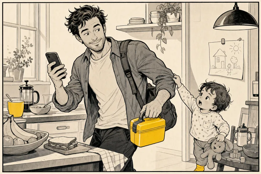 A parent and a small child sharing a moment at home.